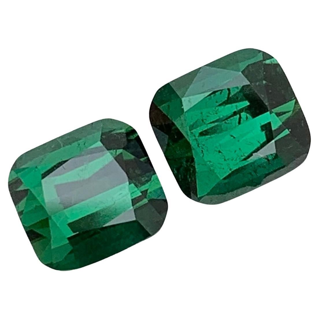 4.50 Carat Natural Loose Green Tourmaline Pair Cushion Shape Gem For Earrings  For Sale