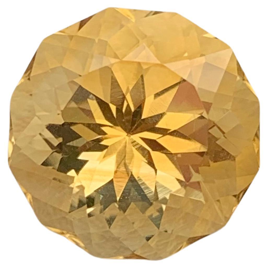11.95 Carat Natural Loose Citrine Round Flower Cut Gem For Necklace