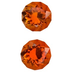 5.95 Carat Stunning Faceted Madeira Citrine Pair Round Shape Gem For Earrings