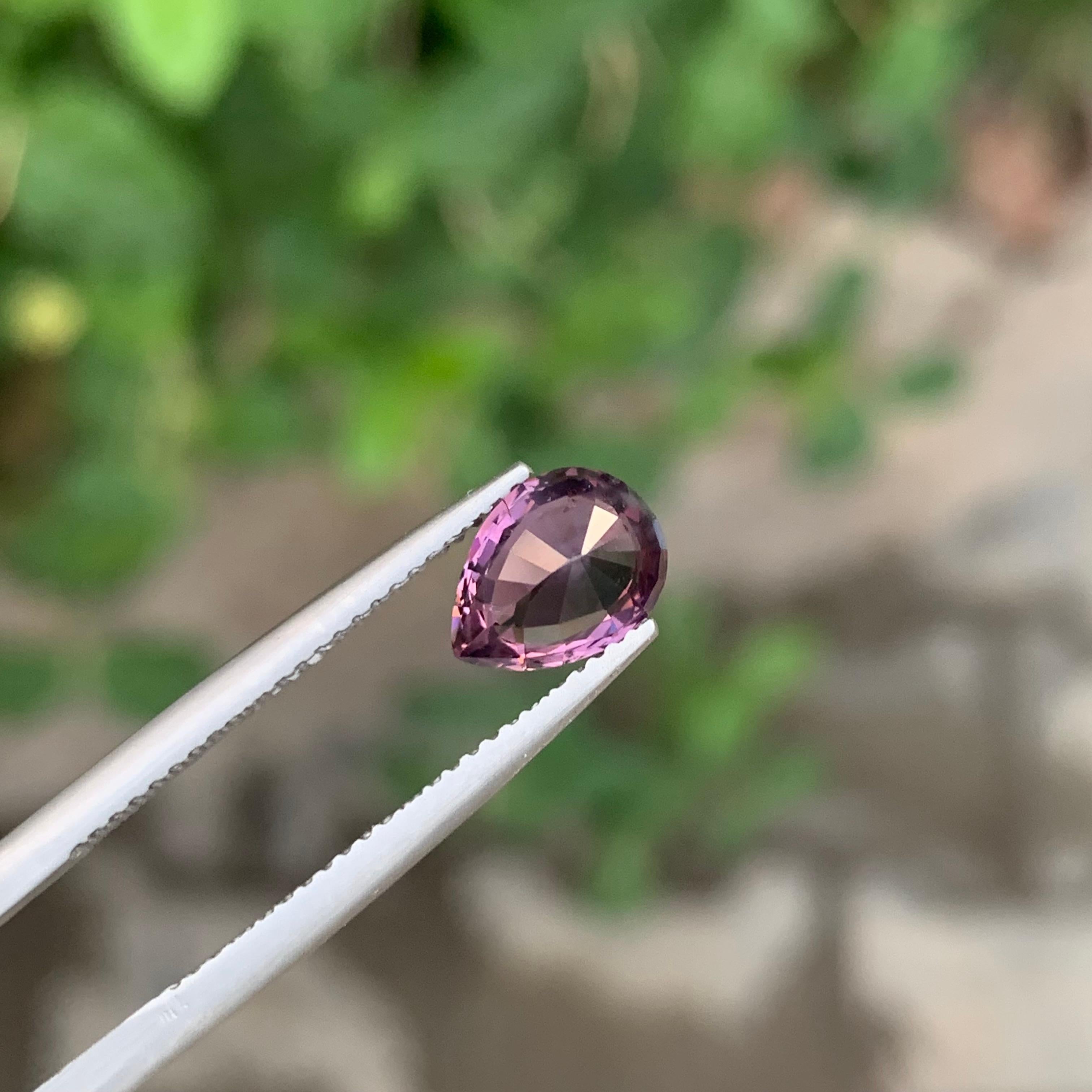 Arts and Crafts 1.85 Carat Natural Loose Purple Spinel Pear Shape Gemstone For Sale