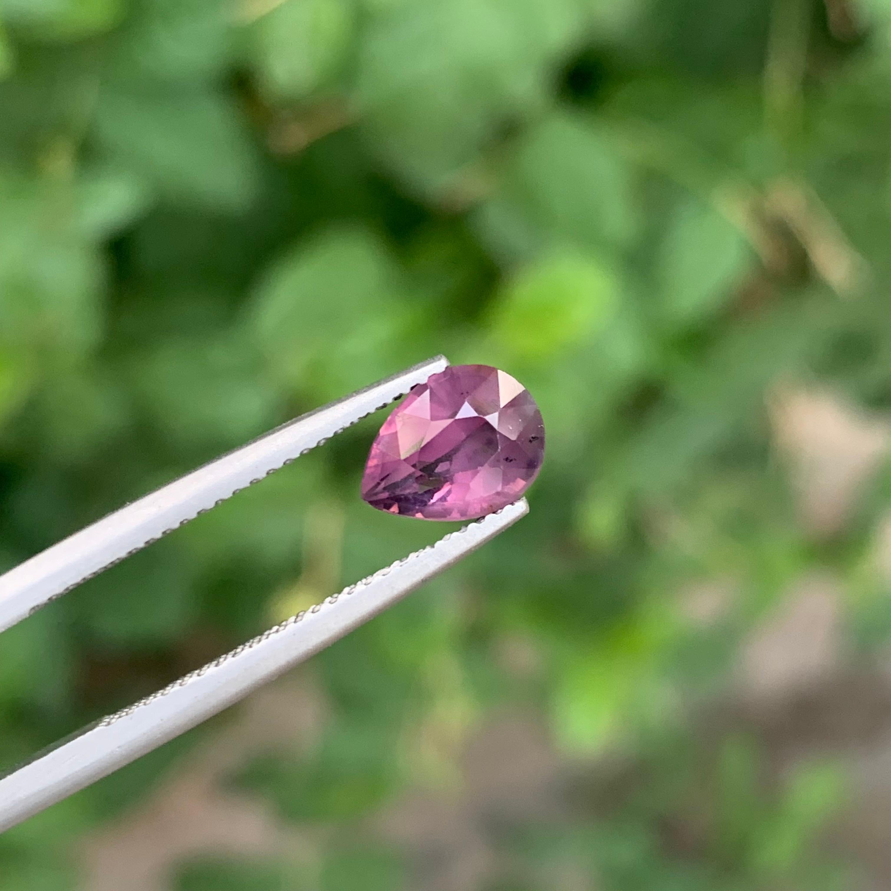 Women's or Men's 1.85 Carat Natural Loose Purple Spinel Pear Shape Gemstone For Sale