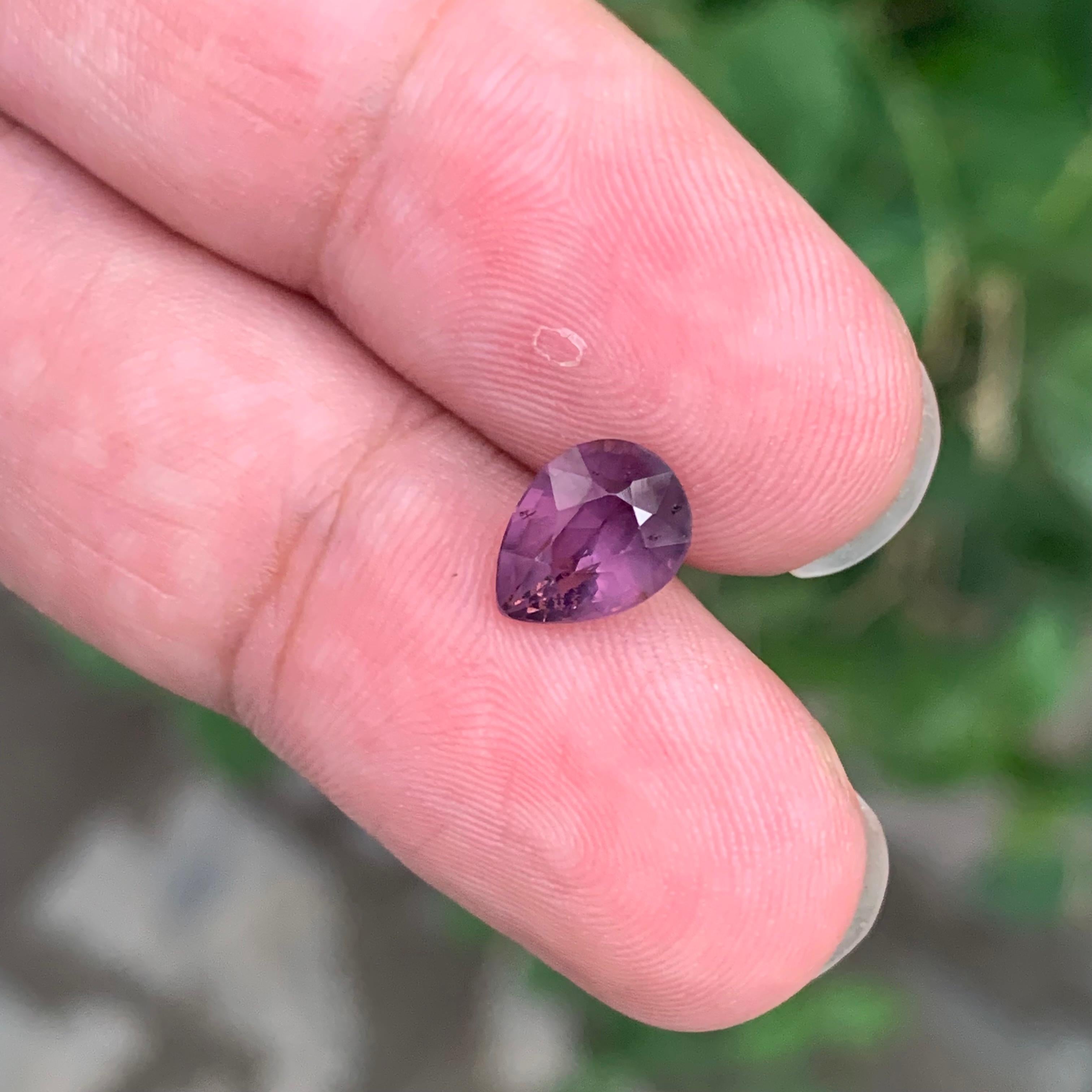 1.85 Carat Natural Loose Purple Spinel Pear Shape Gemstone For Sale 2