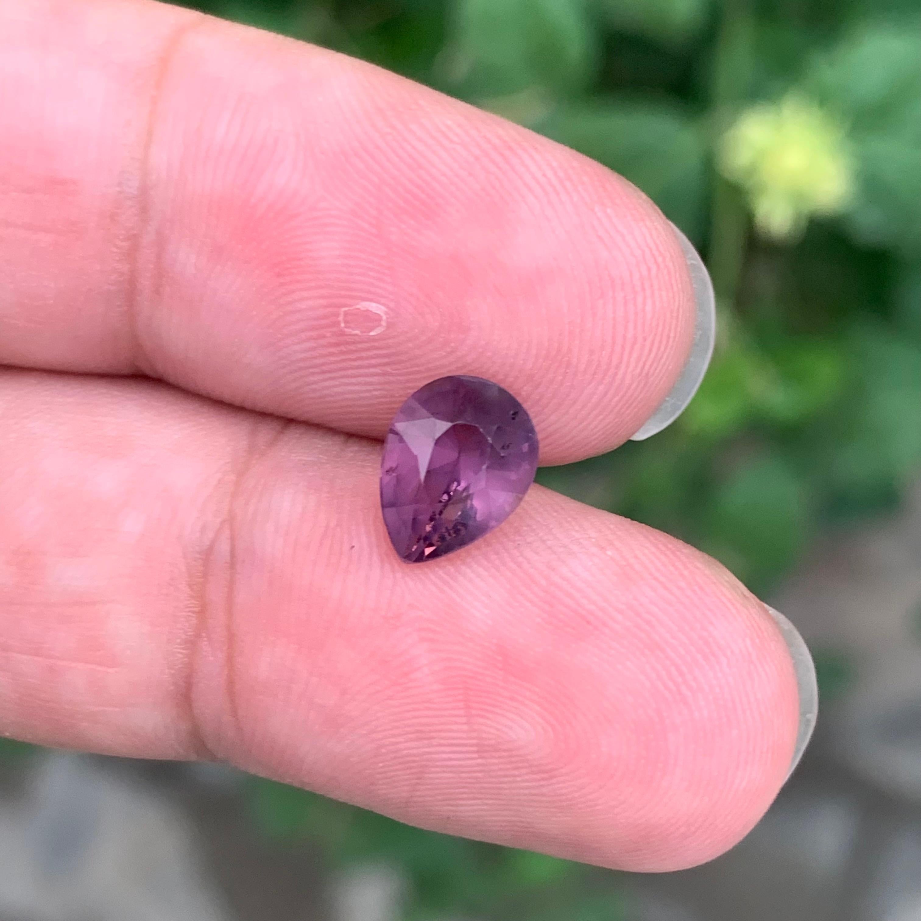 1.85 Carat Natural Loose Purple Spinel Pear Shape Gemstone For Sale 3