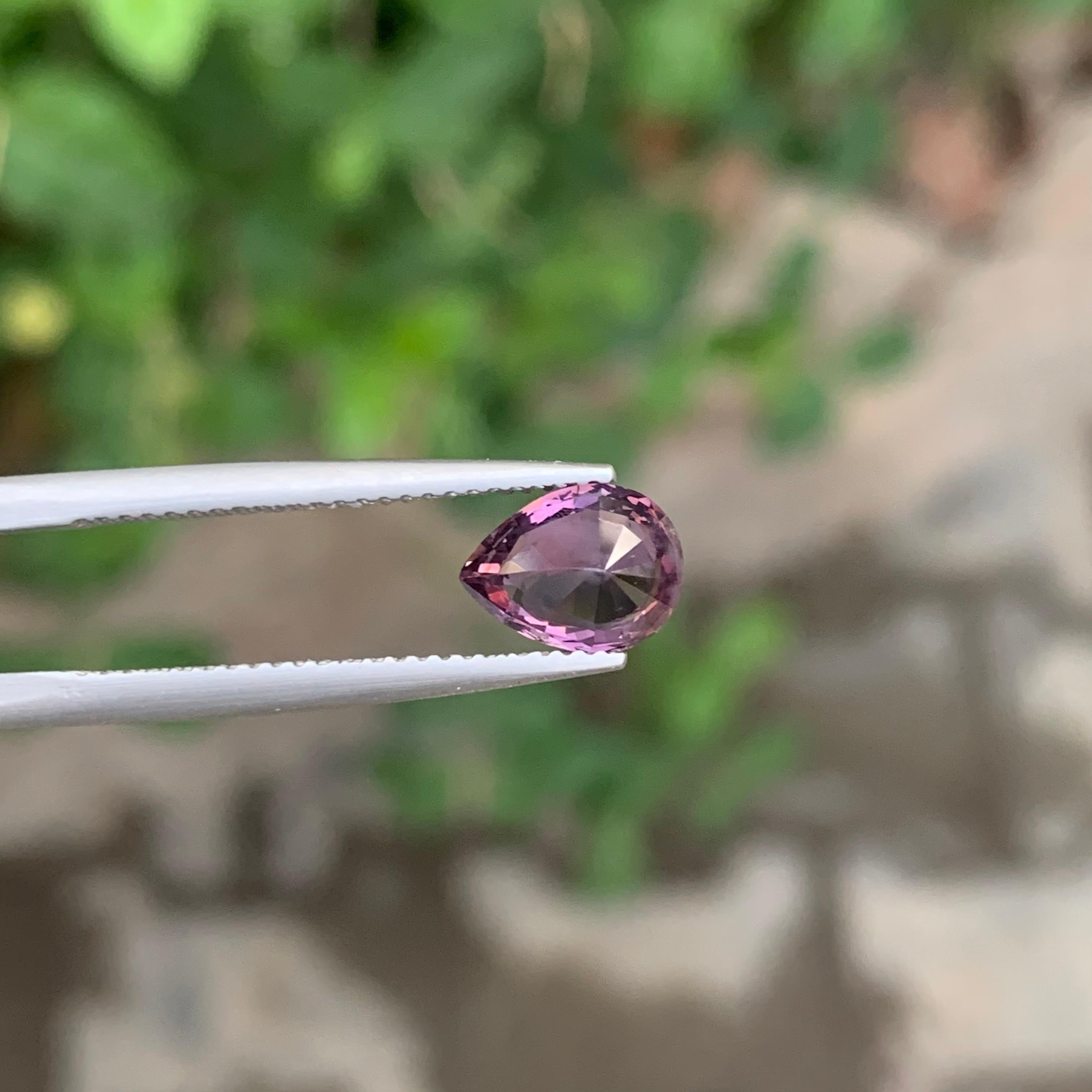1.85 Carat Natural Loose Purple Spinel Pear Shape Gemstone For Sale 5