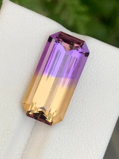Bolivian Ametrine 9.30ct Emerald Cut Gemstone, Arts and Crafts Style