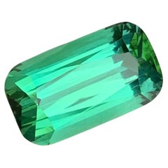 Blue Green Tourmaline 5.80 Carat Long Cushion Cut Gemstone