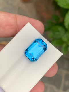 Swiss Blue Topaz 12.40 Carat Emerald Cut Gemstone