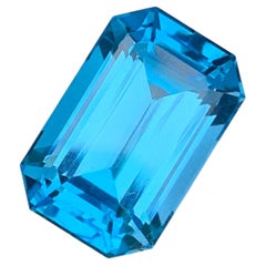Swiss Blue Topaz 12.40 Carat Emerald Cut Gemstone