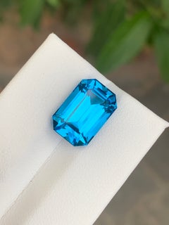 Swiss Blue Topaz 10.30 Carat Loose Gemstone Emerald Cut