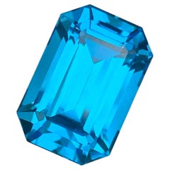 Swiss Blue Topaz 10.30 Carat Loose Gemstone Emerald Cut