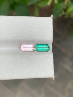 Reverse Pair Tourmaline 1.75 Carat Emerald Cut Gemstone