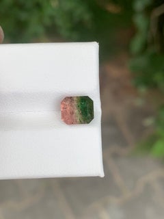 Water Melon Tourmaline 2.90 Carat Emerald Cut Gemstone