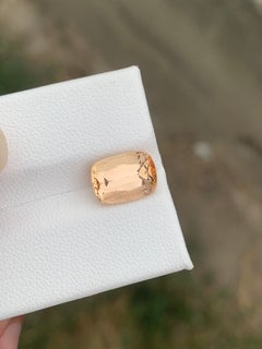 Certified 3.78 Carat Imperial Topaz Cushion Cut Loose Gemstone