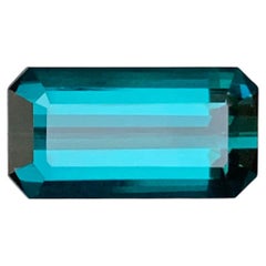 3.65 Carat Natural Loose Indicolite Tourmaline Emerald Shape Gemstone