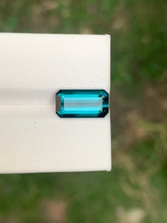 3.65 Carat Natural Loose Indicolite Tourmaline Emerald Shape Gemstone