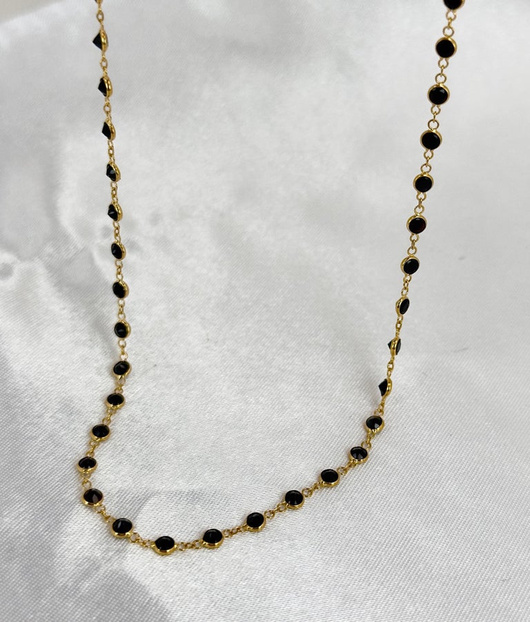 Black Spinel Tennis Necklace, Gemstone Tennis Necklace, Dainty Gold Necklace  18k For Sale at 1stDibs | 18k gold evil eye pendant, gold chain with  crystal beads