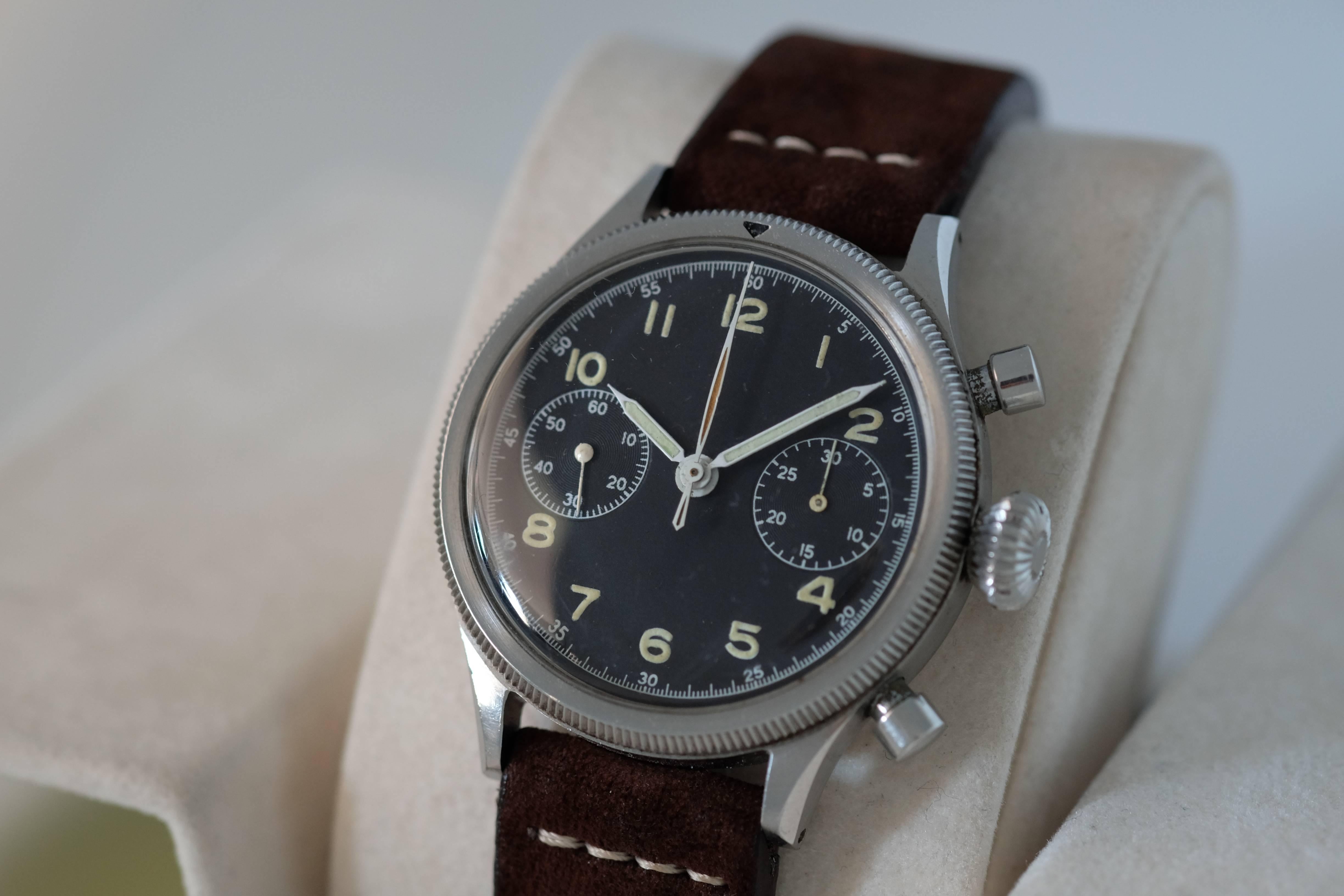 Breguet Stainless Steel Type 20 French Military Chronograph Wristwatch In Excellent Condition In New York, NY