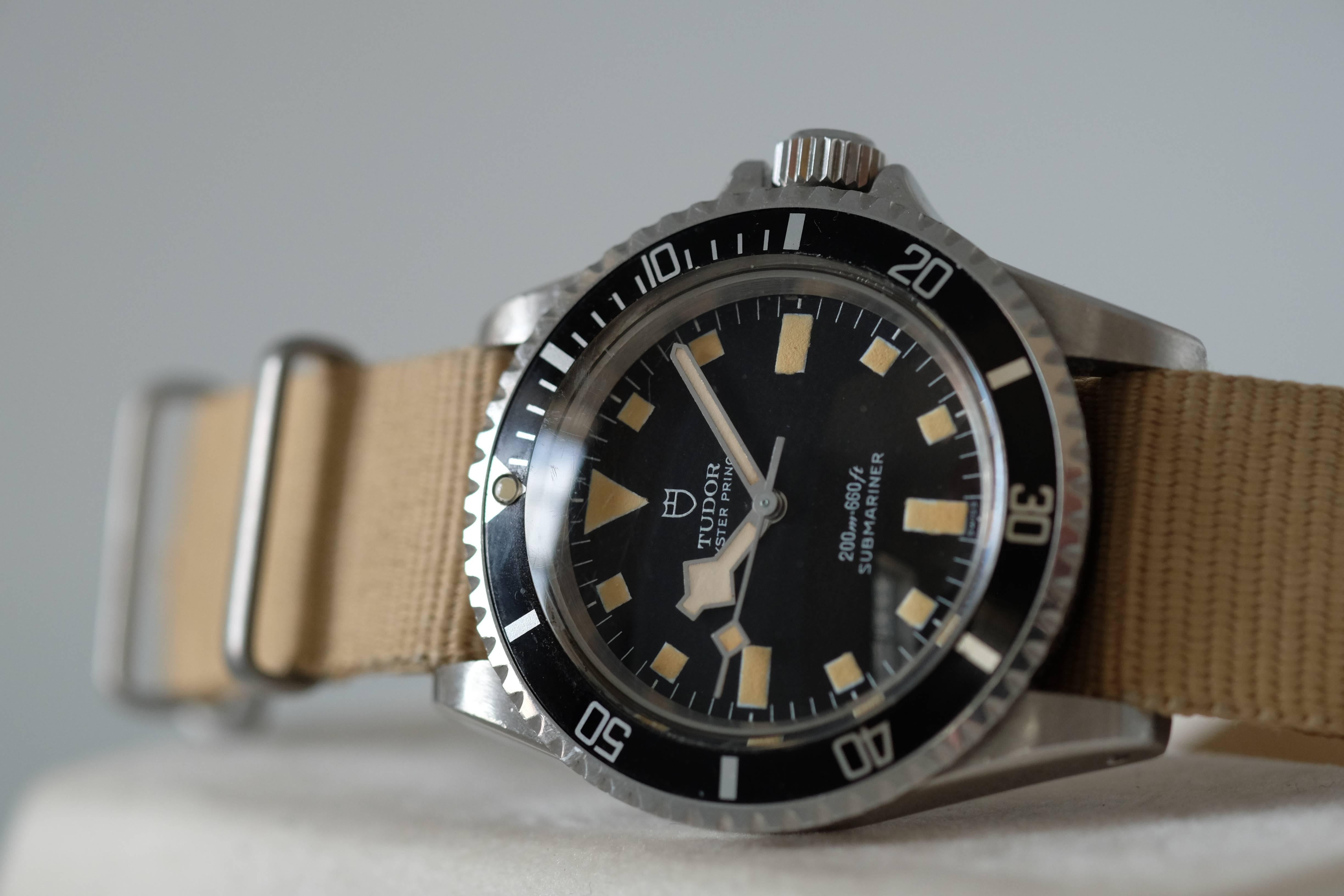 Tudor Stainless Steel lssued to French Navy Mine Clearance Diver Wristwatch  In Excellent Condition In New York, NY