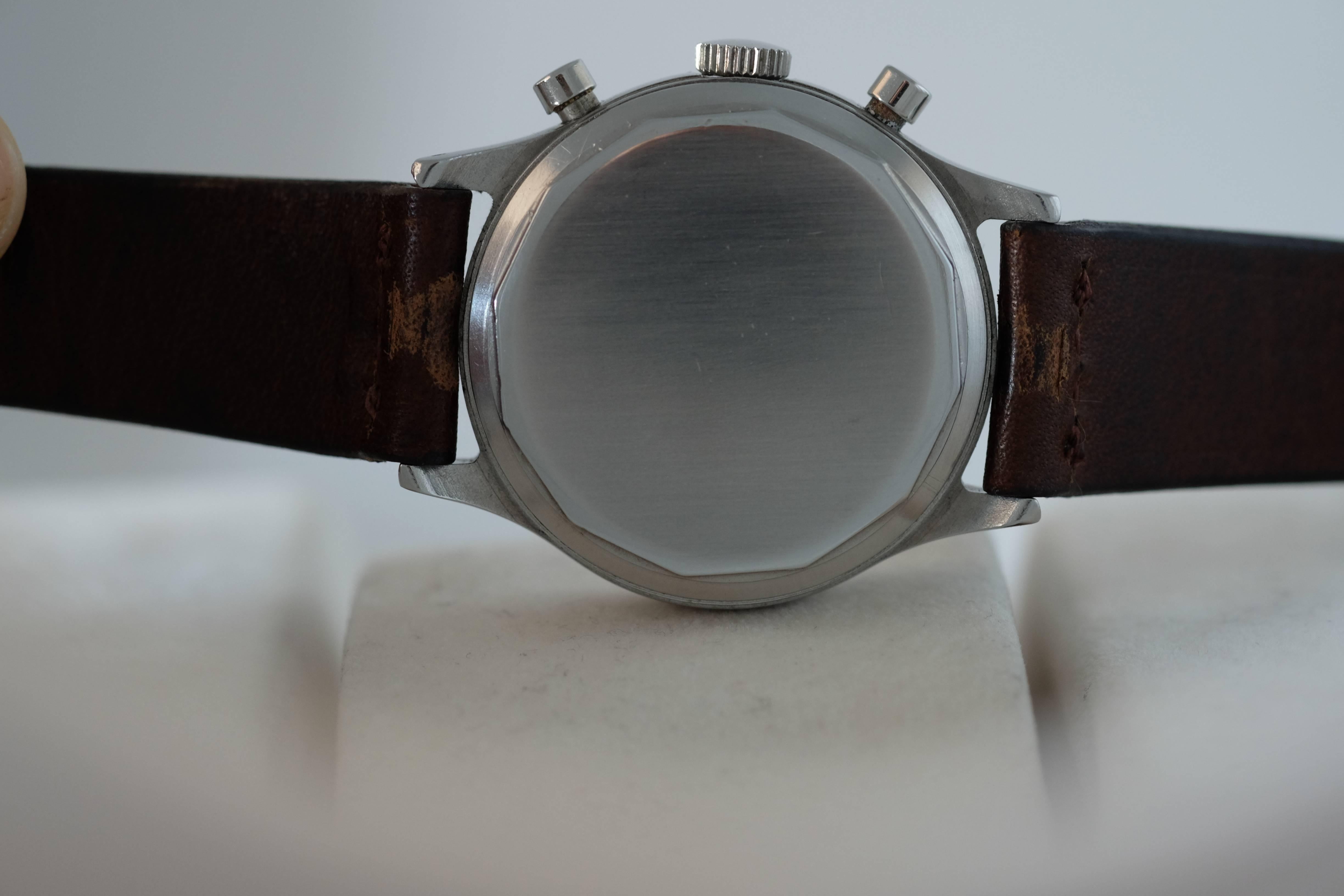 Men's Wittnauer Stainless Steel Chronograph Military  Wristwatch Circa 1950's
