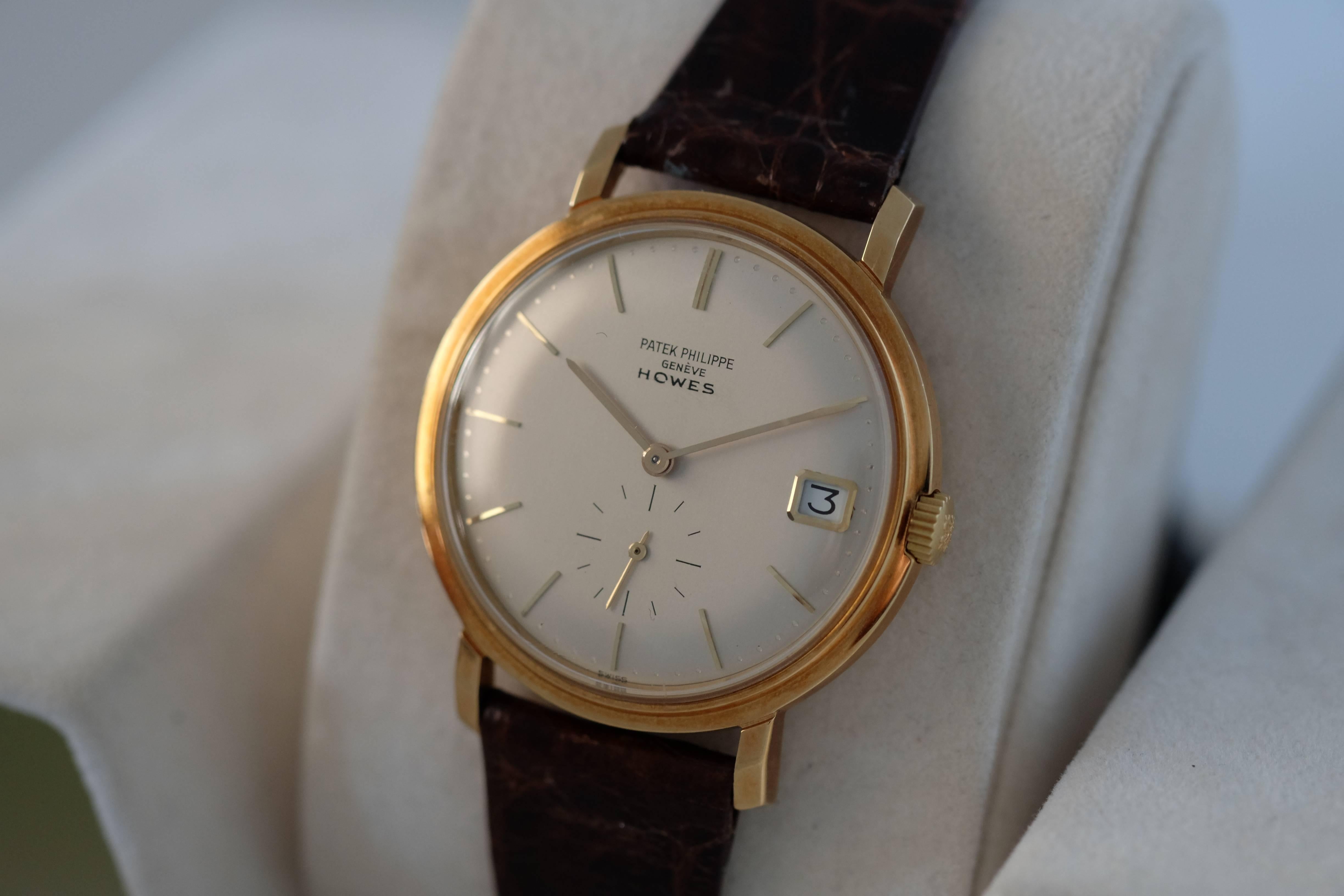 Patek Philippe. An Automatic 18k Yellow Gold Calatrava Wristwatch with Date

Reference: 3445

Case No: 3xxxxx

Movement No: 1xxxxxx

Manufactured in 1972

Cal. 27-460m automatic movement stamped twice with the Geneva Seal, 37 jewels,