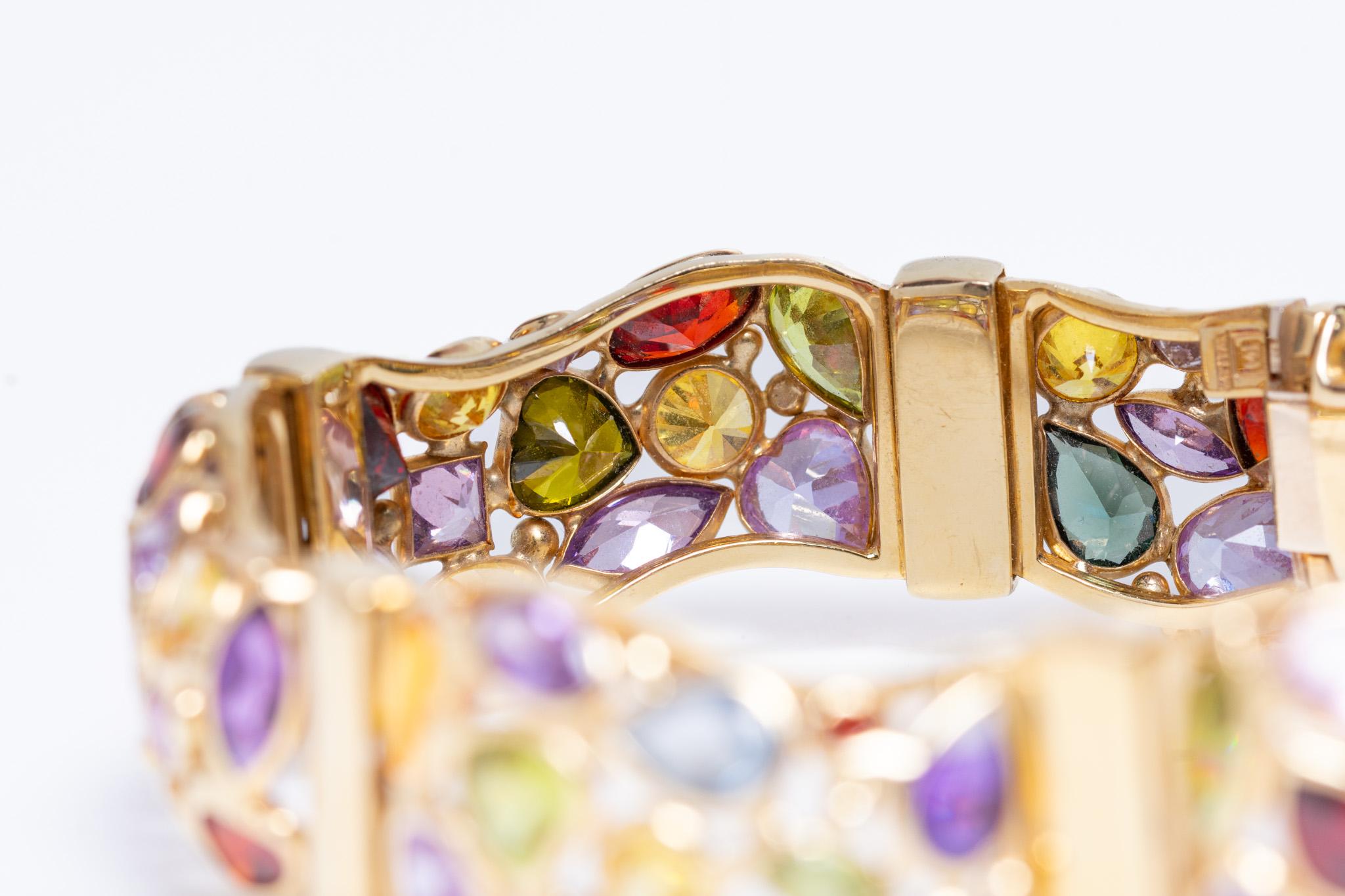 Bracciale d'epoca in oro giallo 14K con pietre naturali, c.C. anni '90 in vendita 6