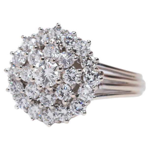 Anello a tre livelli con diamante d'epoca in oro 18 ct. in vendita