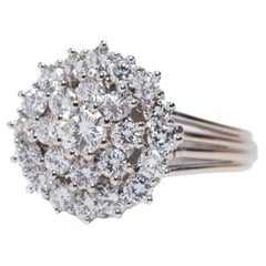 Vintage 18ct Gold Diamond Three Tier Cluster Ring