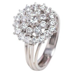 Vintage 18ct Gold Diamond Three Tier Cluster Ring