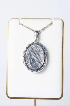 Antique Victorian Asthetic Movement Silver Swallow Locket