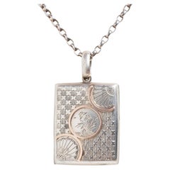 Antique Victorian Aesthetic Movement Silver and Rose Gold Book Style Locket