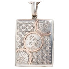 Antique Victorian Aesthetic Movement Silver and Rose Gold Book Style Locket
