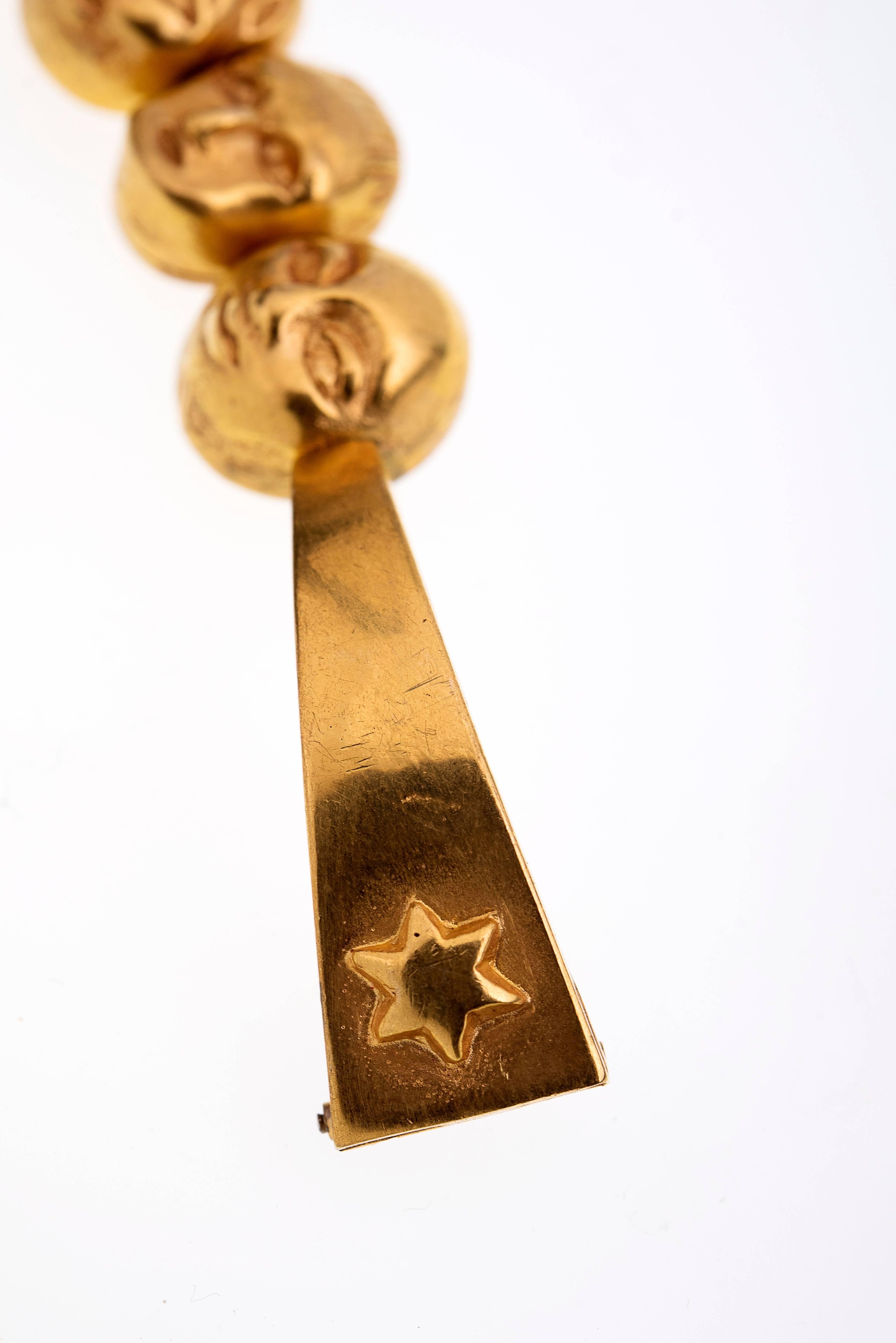 Women's Line Vautrin Rare Planets Gilded Gold Bronze Bracelet For Sale