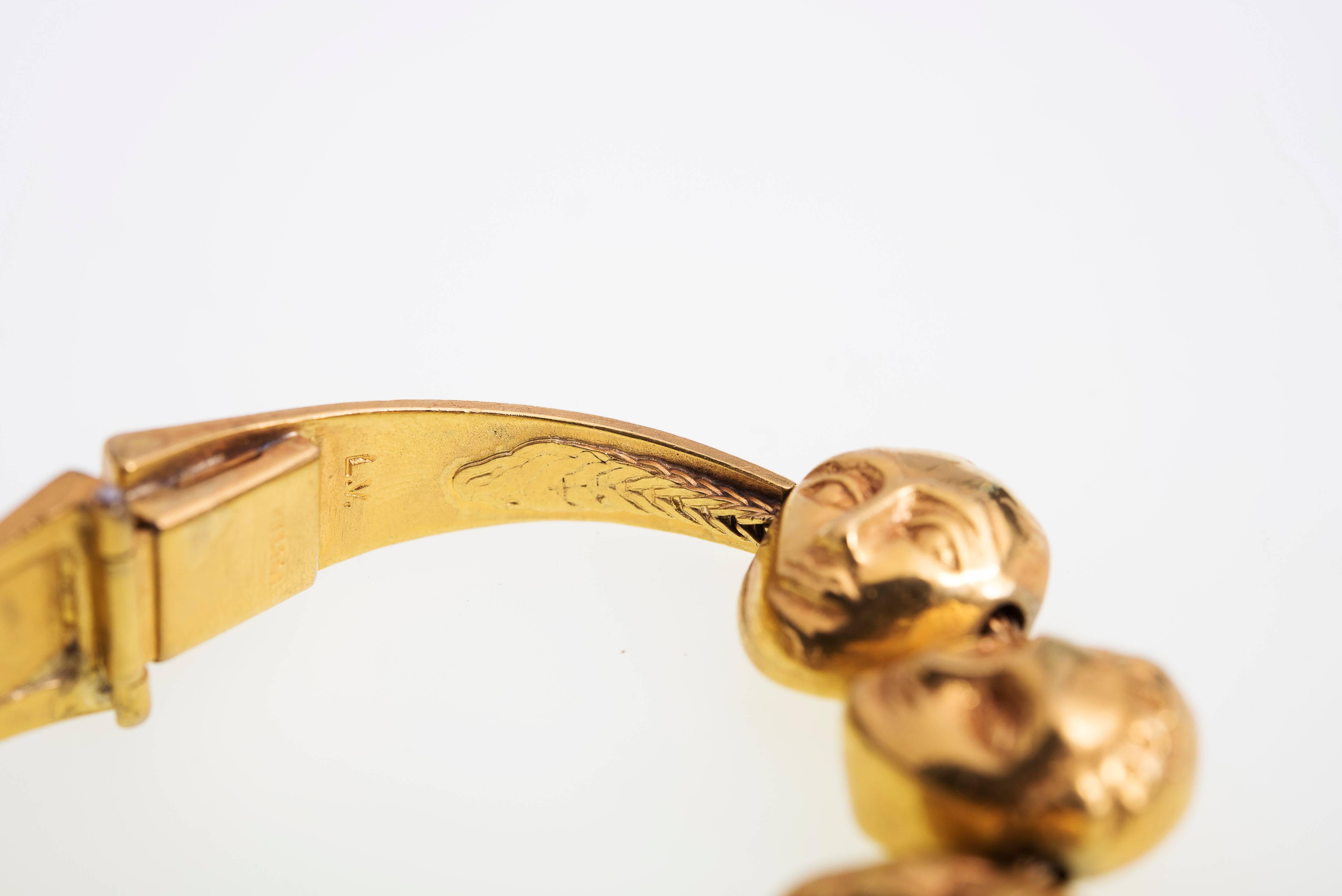 Line Vautrin Rare Planets Gilded Gold Bronze Bracelet For Sale 1