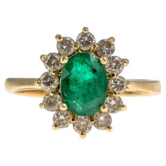 Emerald & Diamond 14K gold Cocktail Ring