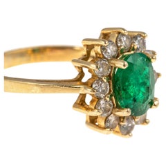 Emerald Diamond 14K gold Cocktail Ring