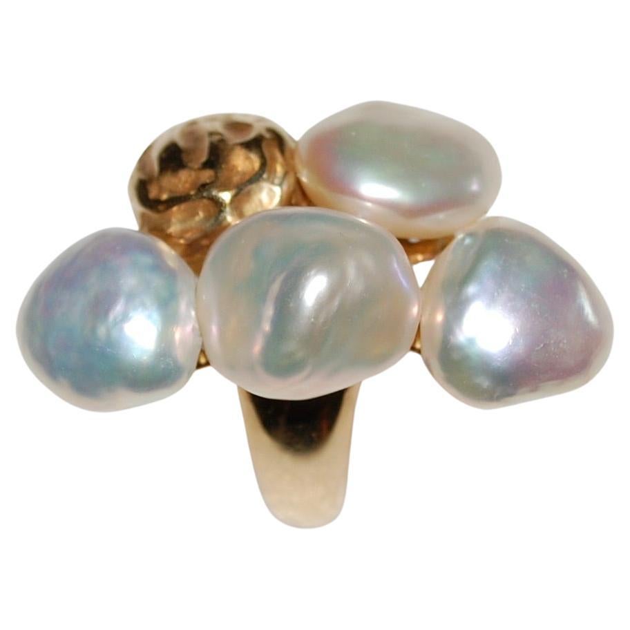 Yvel 18k Gold Sea Baroque Pearl Ring For Sale