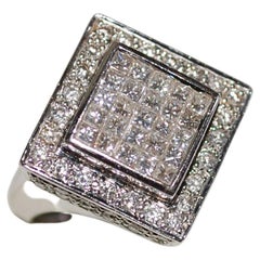 Vintage  18k White Gold Pave Diamond Pinky Ring