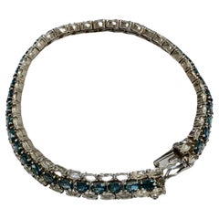 Bracelet en argent sterling avec topaze bleue et blanche