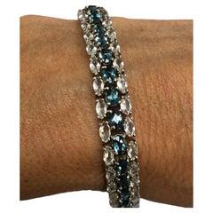 Bracelet en argent sterling avec topaze bleue et blanche