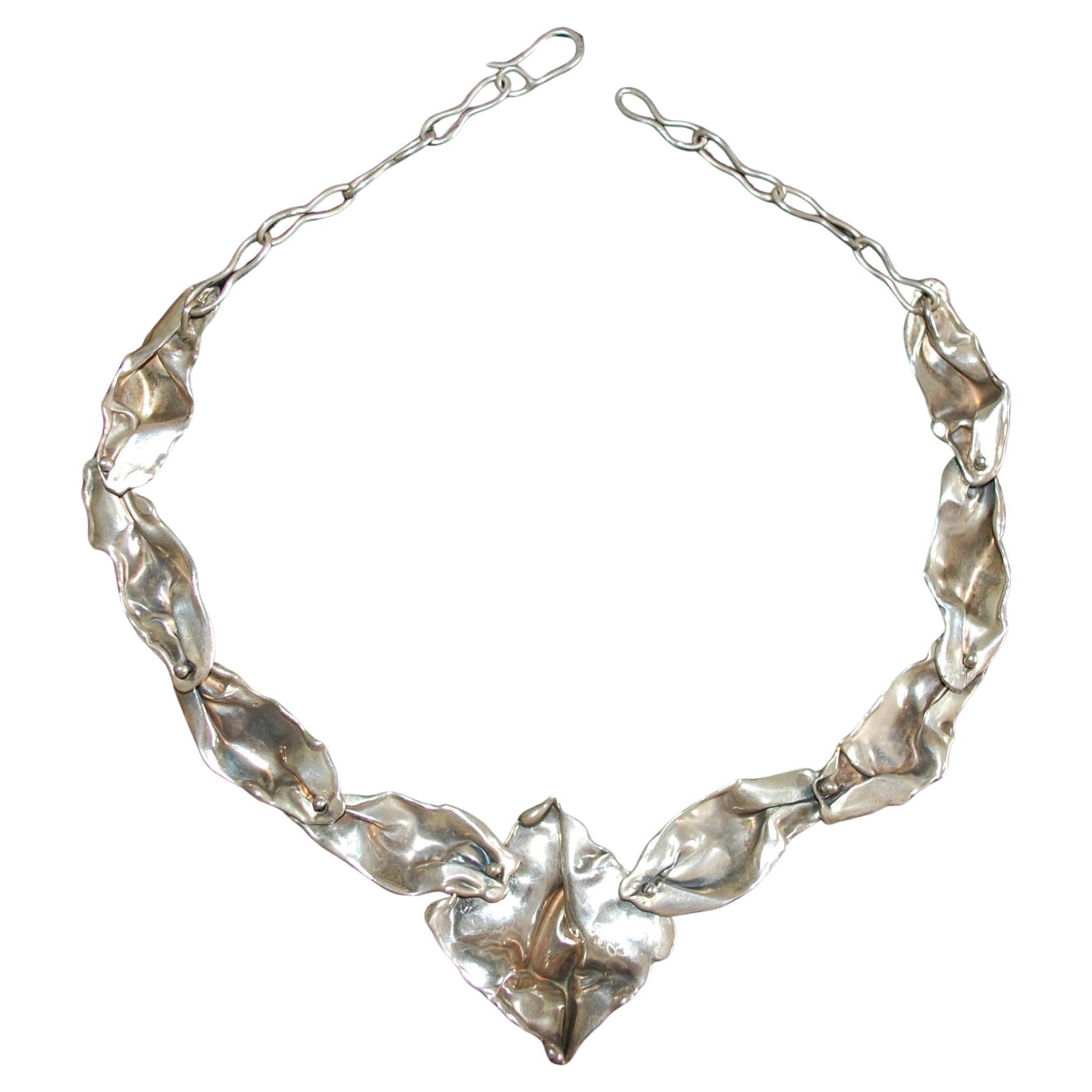 Modern Artisan Sterling Necklace For Sale
