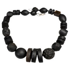 Black Amber Large Beads Necklace