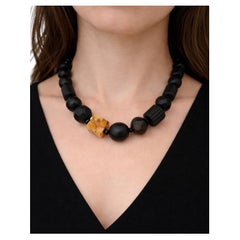 Black Amber Statment Necklace