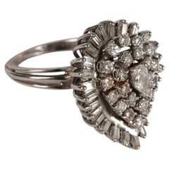 Art Deco 14k White Gold Diamond 1.25cttw Cocktail Ring
