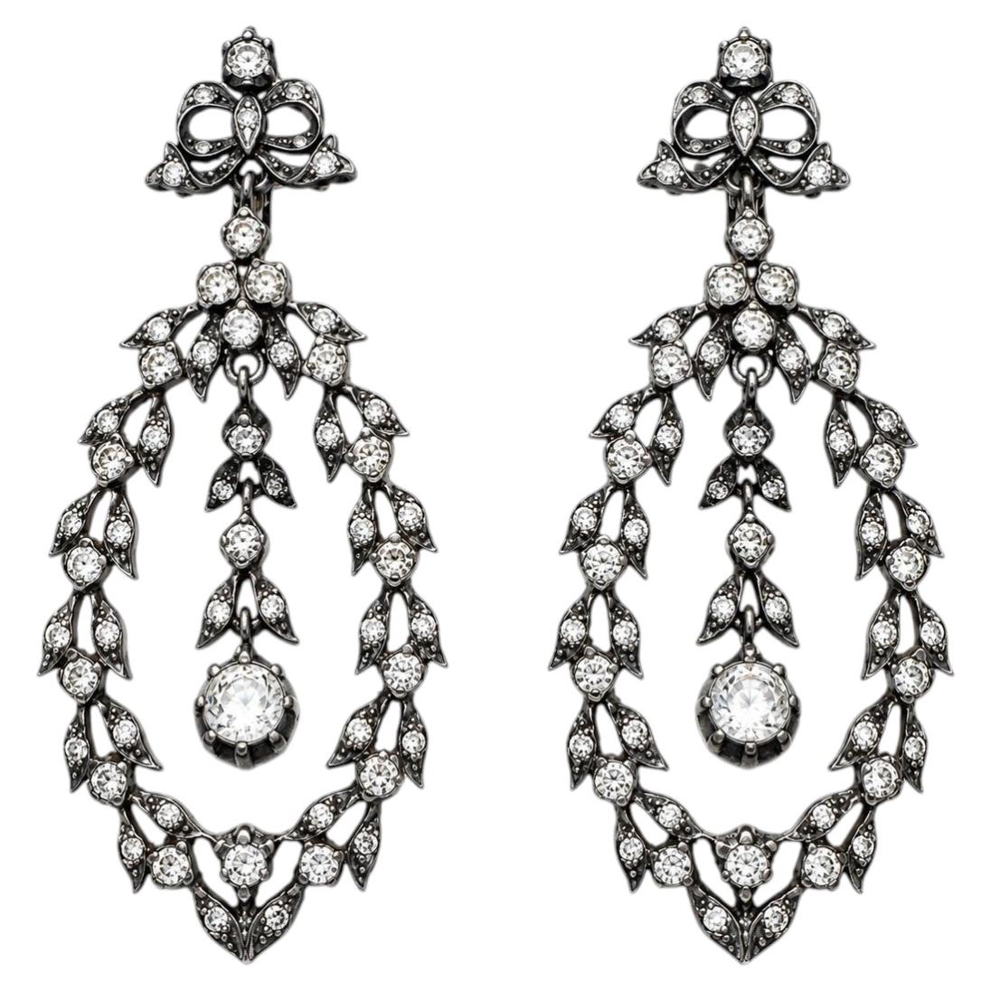 Antike französische Ohrringe im georgianischen Stil aus Sterlingsilber