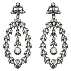 Antique French Geaorgian Sterling Silver Chandelier Earrings