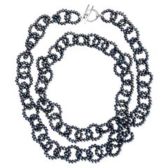 Fresh Water Gray Peacock Pearl Statement Necklace 42 in long
