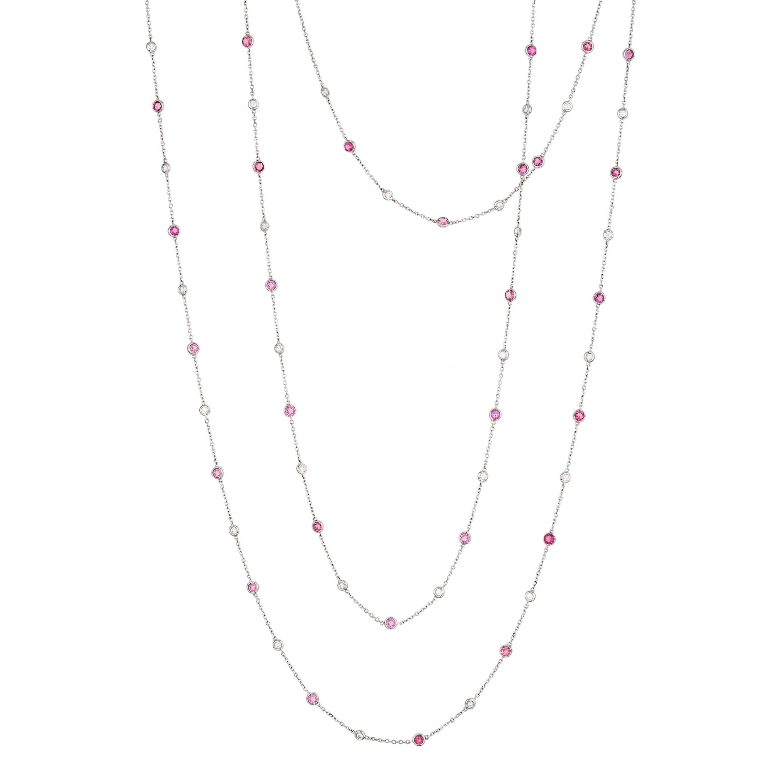 Diamond and Pink Tourmaline "Lucky Necklace" For Sale