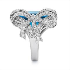 London Blue Topaz Gold Bow Ring