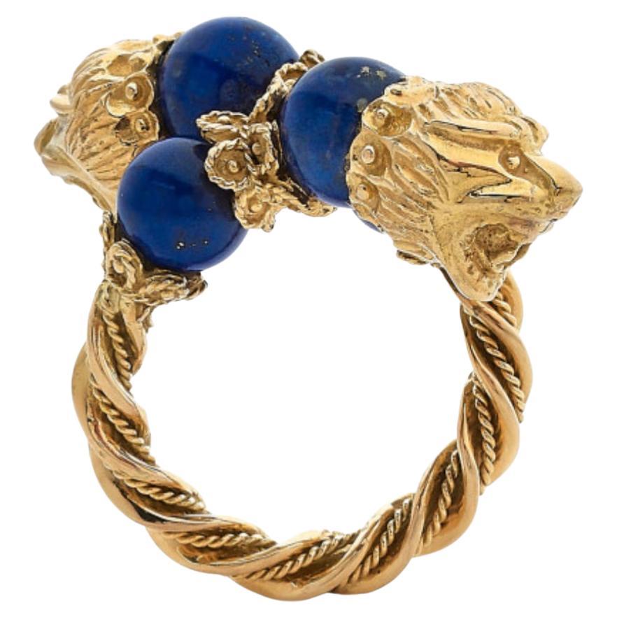 Zolotas-Ring mit zwei Löwenköpfen im Angebot