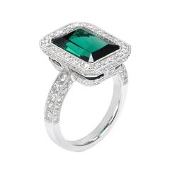 Chrome Green Tourmaline Diamond Ring   